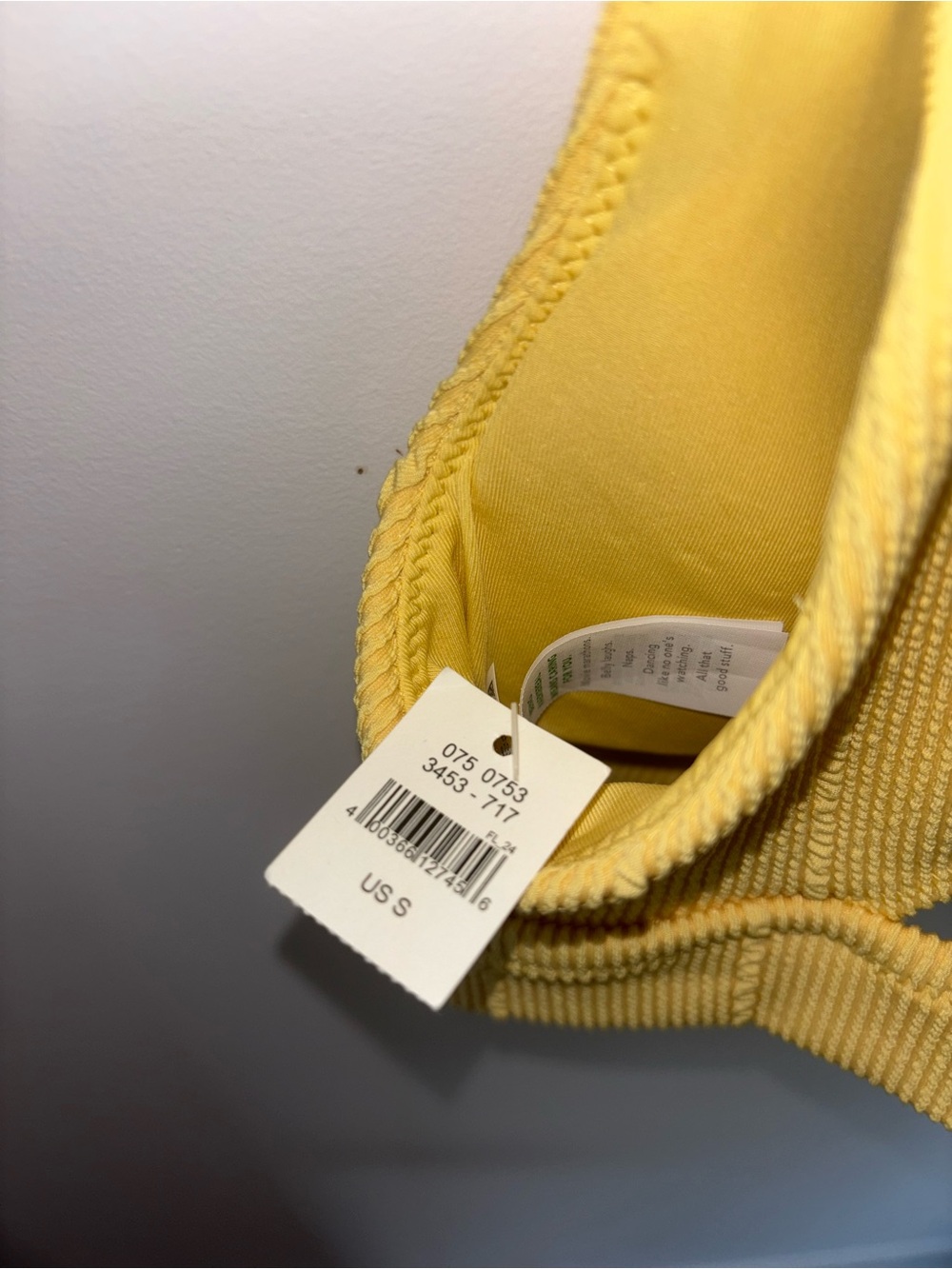Yellow Ribbed Scoop-Cut Bikini - Picture 3 of 4
